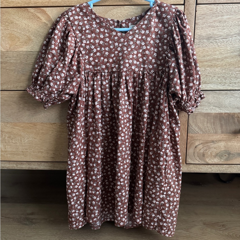 Rylee + Cru Brown Floral Kids Dress